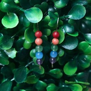 handmade artisan rainbow dangle earrings